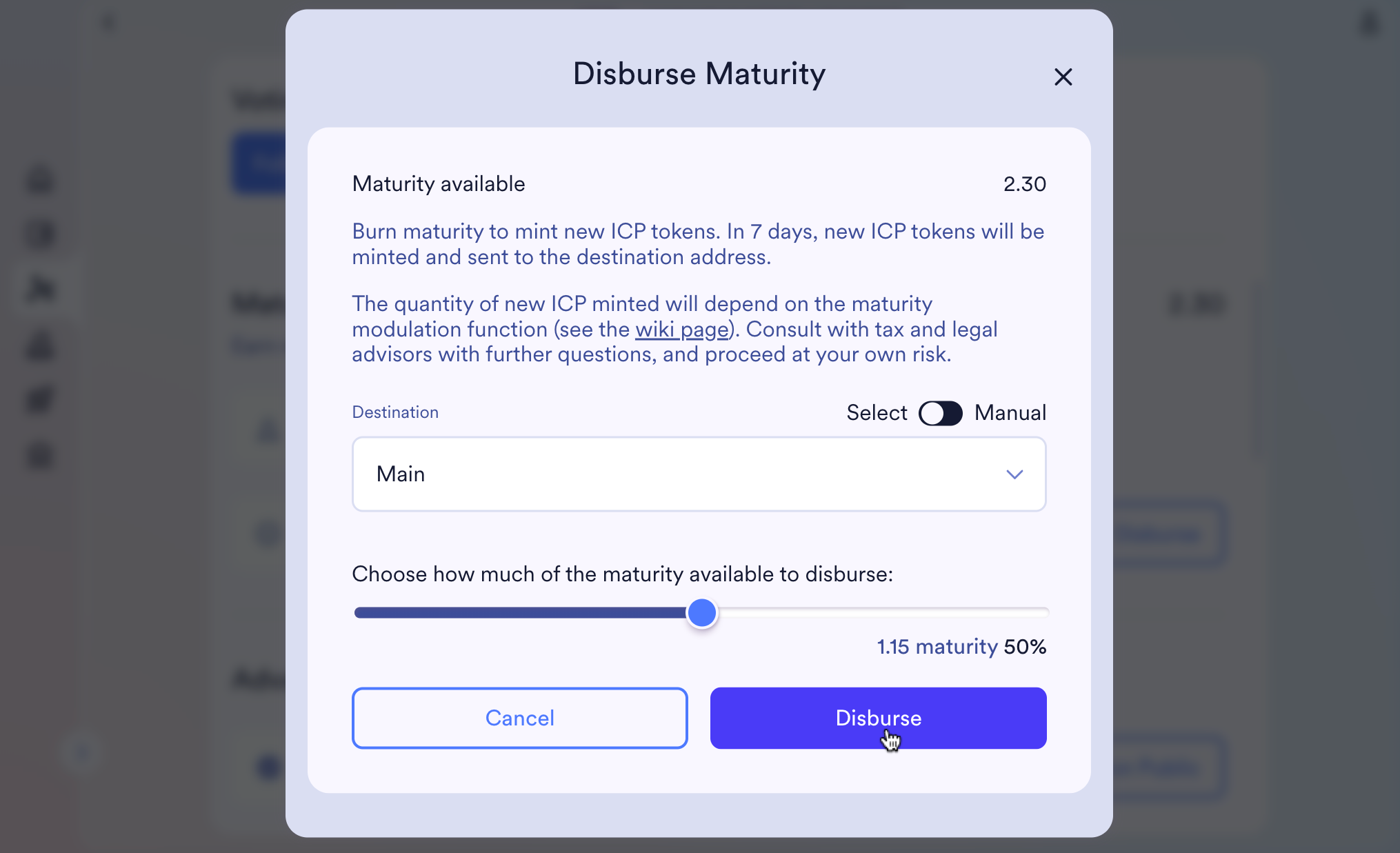Provide disbursement options